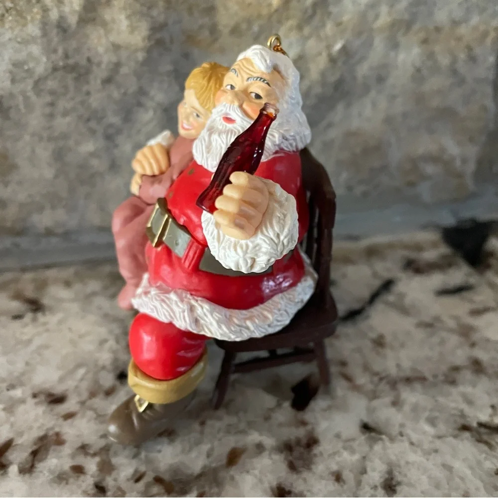 The Coca Cola Company Santa Christmas Ornament 1995 Santa Holding Child & Coke